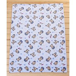 Babyhug Lightweight Single Ply Mink Blanket Teddy Print - Light blue