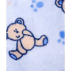 Babyhug Lightweight Single Ply Mink Blanket Teddy Print - Light blue