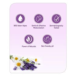 Babyhug 98% Water Soothing Lavender & Chamomile Baby Wet Wipes - 72 Pieces
