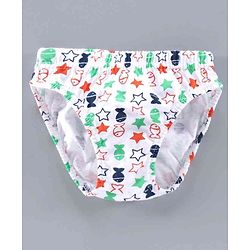 Babyhug 100% Cotton Briefs Multiprint Pack of 3 - White Blue