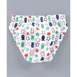 Babyhug 100% Cotton Briefs Multiprint Pack of 3 - White Blue