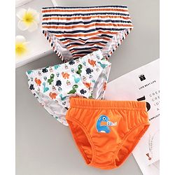 Babyhug 100% Cotton Briefs Pack of 3 - Orange White