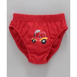 Babyhug Stripes & Vehicle Printed 100% Cotton Briefs Pack of 3 - Red Blue White