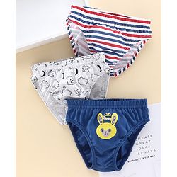Babyhug 100% Cotton Briefs Pack of 3 - Blue Grey