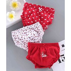 Babyhug 100% Cotton Bloomers Multiprint Pack of 3 - White Red