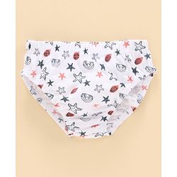 Babyhug 100% Cotton Brief Star Print Pack of 3 - White Navy Blue
