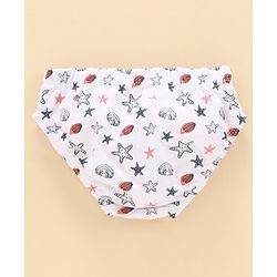 Babyhug 100% Cotton Brief Star Print Pack of 3 - White Navy Blue