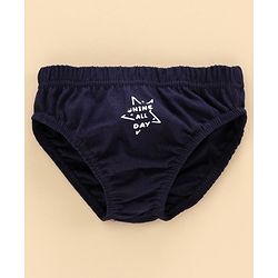 Babyhug 100% Cotton Brief Star Print Pack of 3 - White Navy Blue