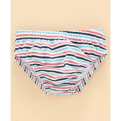 Babyhug 100% Cotton Brief Star Print Pack of 3 - White Navy Blue
