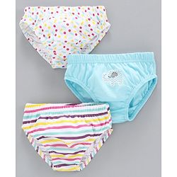 Babyhug 100% Cotton Brief Polka Dot Print Pack of 3 - White Blue