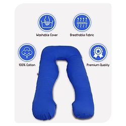 Babyhug Cotton U Shape Maternity Pillow - Royal Blue
