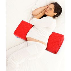 Babyhug Maternity Double Wedge Pillow With Quilted Cover - Red| Soft yet Firm| Breathable Fabric| Removable & Washable Outer Cover| Quilted Cotton Fabric| Sleep & Back Support| Relieves Back Pain| Ideal for Pregnant Women| Facilitates Peaceful Sleep