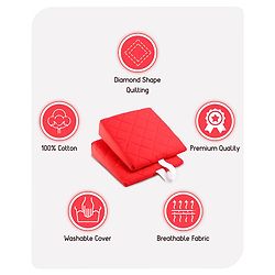 Babyhug Maternity Double Wedge Pillow With Quilted Cover - Red| Soft yet Firm| Breathable Fabric| Removable & Washable Outer Cover| Quilted Cotton Fabric| Sleep & Back Support| Relieves Back Pain| Ideal for Pregnant Women| Facilitates Peaceful Sleep