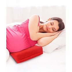 Babyhug Cotton Maternity Wedge Pillow With Quilted Cover - Red| Soft yet Firm| Breathable Fabric| Removable & Washable Outer Cover| Quilted Cotton Fabric| Sleep & Back Support| Relieves Back Pain| Ideal for Pregnant Women| Facilitates Peaceful Sleep