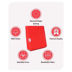 Babyhug Cotton Maternity Wedge Pillow With Quilted Cover - Red| Soft yet Firm| Breathable Fabric| Removable & Washable Outer Cover| Quilted Cotton Fabric| Sleep & Back Support| Relieves Back Pain| Ideal for Pregnant Women| Facilitates Peaceful Sleep