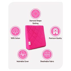 Babyhug Cotton Maternity Wedge Pillow With Quilted Cover - Pink| Soft yet Firm| Breathable Fabric| Removable & Washable Outer Cover| Quilted Cotton Fabric| Sleep & Back Support| Relieves Back Pain| Ideal for Pregnant Women| Facilitates Peaceful Sleep