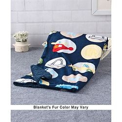Babyhug Sherin & Poly Wool All Season Blanket Vehicle Design - Blue (Blanket's Fur Color May Vary)