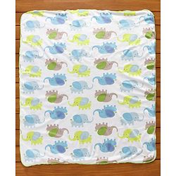 Babyhug Sherin & Poly Wool All Season Blanket Elephant Design - White Green (Blanket's Fur Color May Vary)