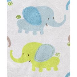 Babyhug Sherin & Poly Wool All Season Blanket Elephant Design - White Green (Blanket's Fur Color May Vary)