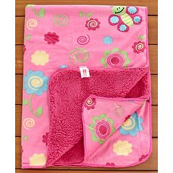 Babyhug Sherin & Poly Wool All Season Blanket Multidesign  - Pink (Blanket's Fur Color May Vary)