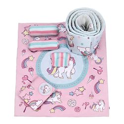 Babyhug 100% Cotton Crib Bedding Set Unicorn Print Regular - Multicolor (Cot not Included)