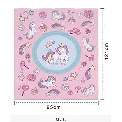 Babyhug 100% Cotton Crib Bedding Set Unicorn Print Regular - Multicolor (Cot not Included)