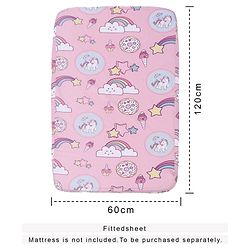 Babyhug 100% Cotton Crib Bedding Set Unicorn Print Regular - Multicolor (Cot not Included)