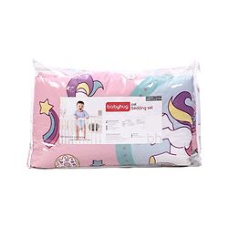 Babyhug 100% Cotton Crib Bedding Set Unicorn Print Regular - Multicolor (Cot not Included)