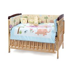 Babyhug 100% Cotton Crib Bedding Set Elephant Print Regular - Multicolor (Cot not Included)