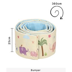 Babyhug 100% Cotton Crib Bedding Set Elephant Print Regular - Multicolor (Cot not Included)