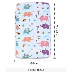 Babyhug 100% Cotton Crib Bedding Set Elephant Print Regular - Multicolor (Cot not Included)