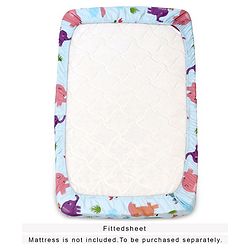 Babyhug 100% Cotton Crib Bedding Set Elephant Print Regular - Multicolor (Cot not Included)