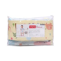 Babyhug 100% Cotton Crib Bedding Set Elephant Print Regular - Multicolor (Cot not Included)