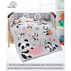 Babyhug 100% Cotton Crib Bedding Set Unicorn Print Regular - Multicolor (Cot not Included)