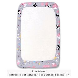 Babyhug 100% Cotton Crib Bedding Set Unicorn Print Regular - Multicolor (Cot not Included)