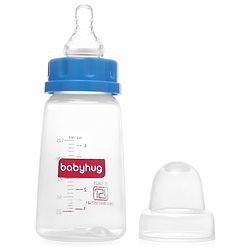 Babyhug Narrow Neck Feeding Bottle Pack of 2 Blue White - 125 ml Each
