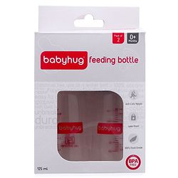 Babyhug Narrow Neck Feeding Bottle Pack of 2 Blue White - 125 ml Each