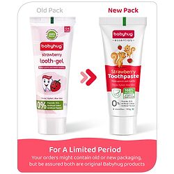 Babyhug Strawberry Flavoured Toothpaste for Ages 6 Months+ |100% Natural Ingredients Fluoride Free No SLS/SLES - 50 g