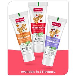 Babyhug Strawberry Flavoured Toothpaste for Ages 6 Months+ |100% Natural Ingredients Fluoride Free No SLS/SLES - 50 g