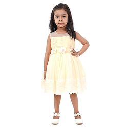 Babyhug Sleeveless Party Frock Floral Corsage - Yellow