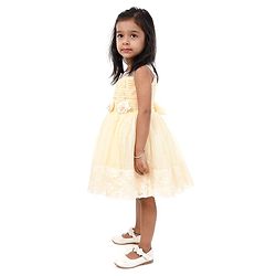 Babyhug Sleeveless Party Frock Floral Corsage - Yellow