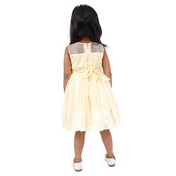 Babyhug Sleeveless Party Frock Floral Corsage - Yellow