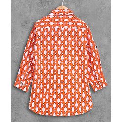 Babyhug Full Sleeves Kurta Pyjama Set Fish Print - Orange White