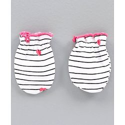 Babyhug 100% Cotton Cap Mittens and Booties Set Heart Print Pink -  Diameter 10 cm
