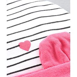 Babyhug 100% Cotton Cap Mittens and Booties Set Heart Print Pink -  Diameter 10 cm