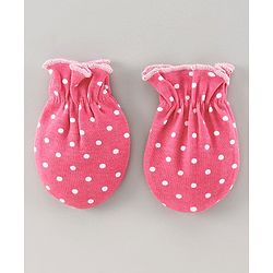 Babyhug Cotton Mittens Solid And Dots Print Pack of 3 - Multicolor