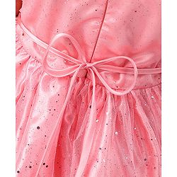 Babyhug Sleeveless Rosette  Party Frock Floral Corsage - Peach