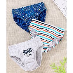 Babyhug Cotton Anti-Bacterial Briefs Pack of 3 - Blue Grey