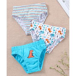 Babyhug Anti Bacterial Briefs Dinosaur Print Pack of 3 - Blue