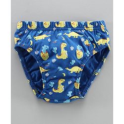 Babyhug Antibacterial Briefs Dino Print Pack of 3 - Blue Yellow